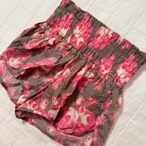 Free People Movement The Way Home Shorts Womens SMALL Floral Brown Pink EUC